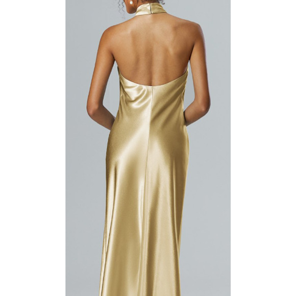 AW BRIDAL SZ 8 M light gold Mugwort bridesmaid prom formal maxi dress NEW B83 - Picture 2 of 9